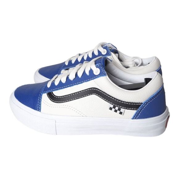 VANS Skate Old Skool 'Sport Leather True Blue/White' Sneakers Size 5.5 - Picture 2 of 9